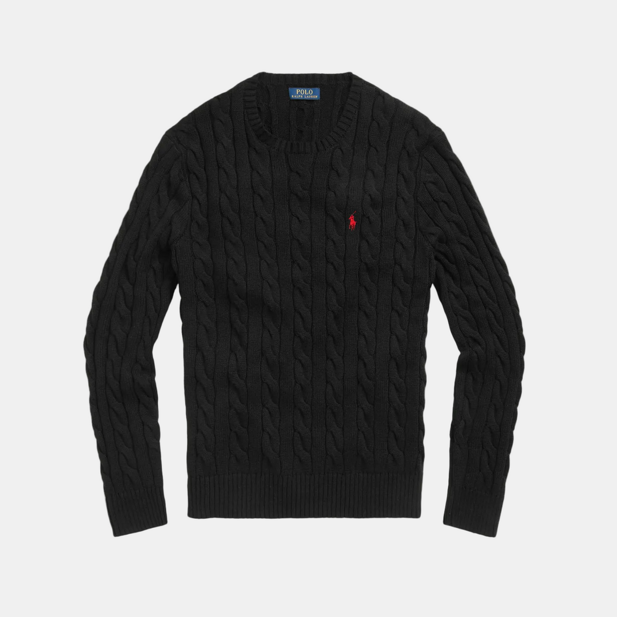 RL Zopfstrick-Pullover schwarz/rot