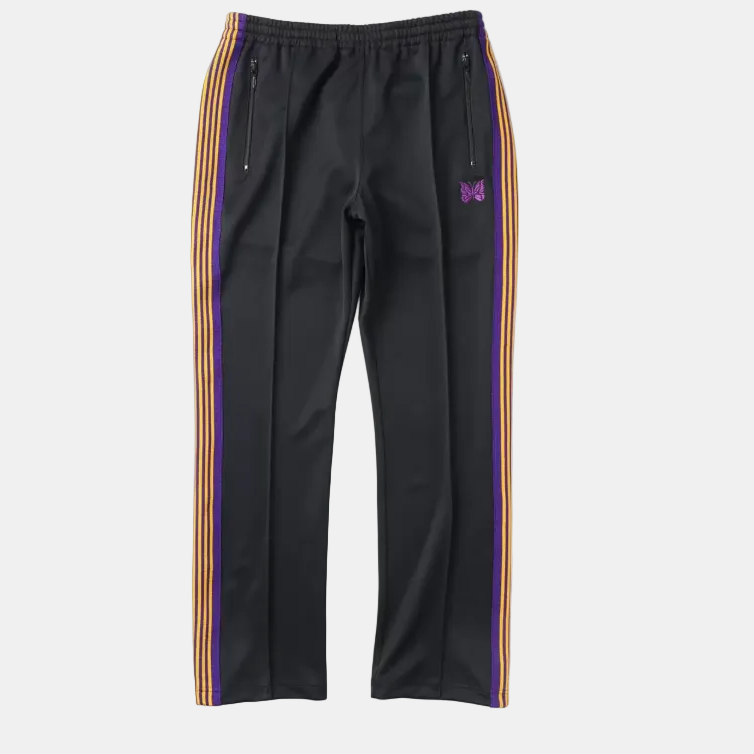 Nadel Streifen Jogginghose schwarz/lila