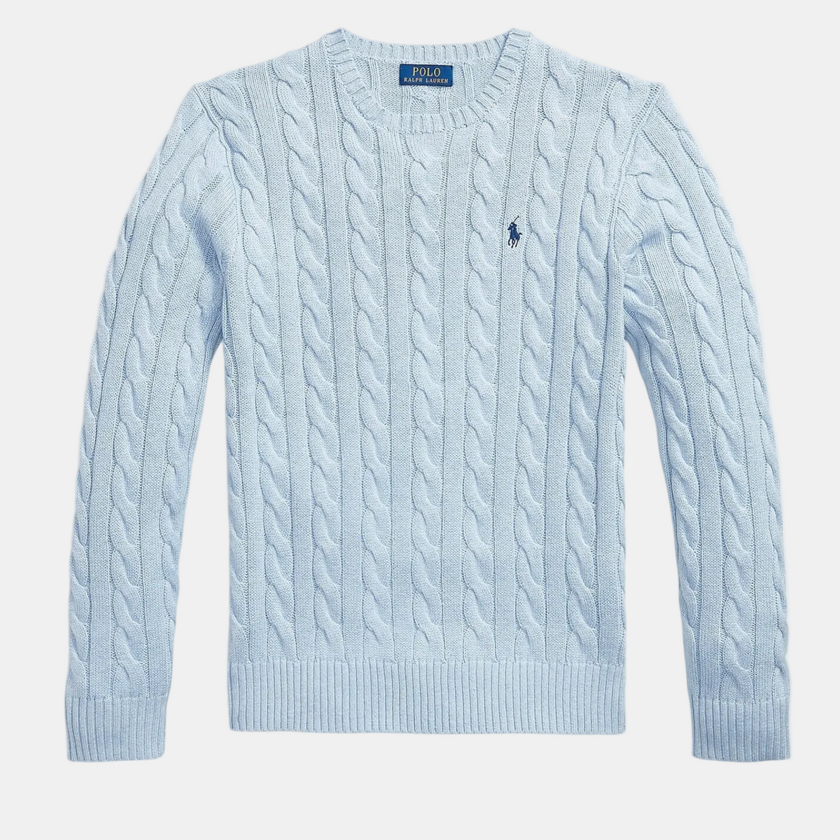 RL Zopfstrick-Pullover hellblau/navy