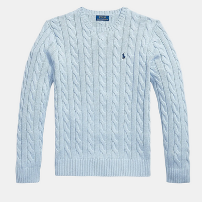 RL Zopfstrick-Pullover hellblau/navy