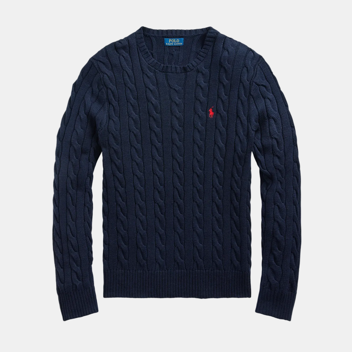 RL Zopfstrick-Pullover navy/rot