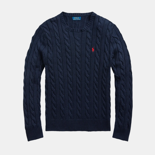 RL Zopfstrick-Pullover navy/rot