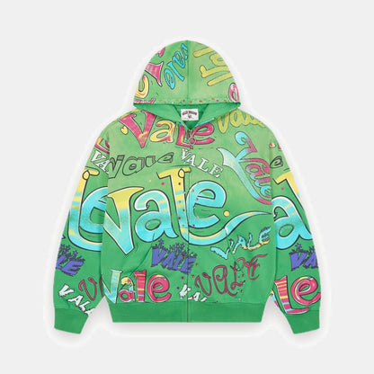 VD Allover Zip-Hoodie grün